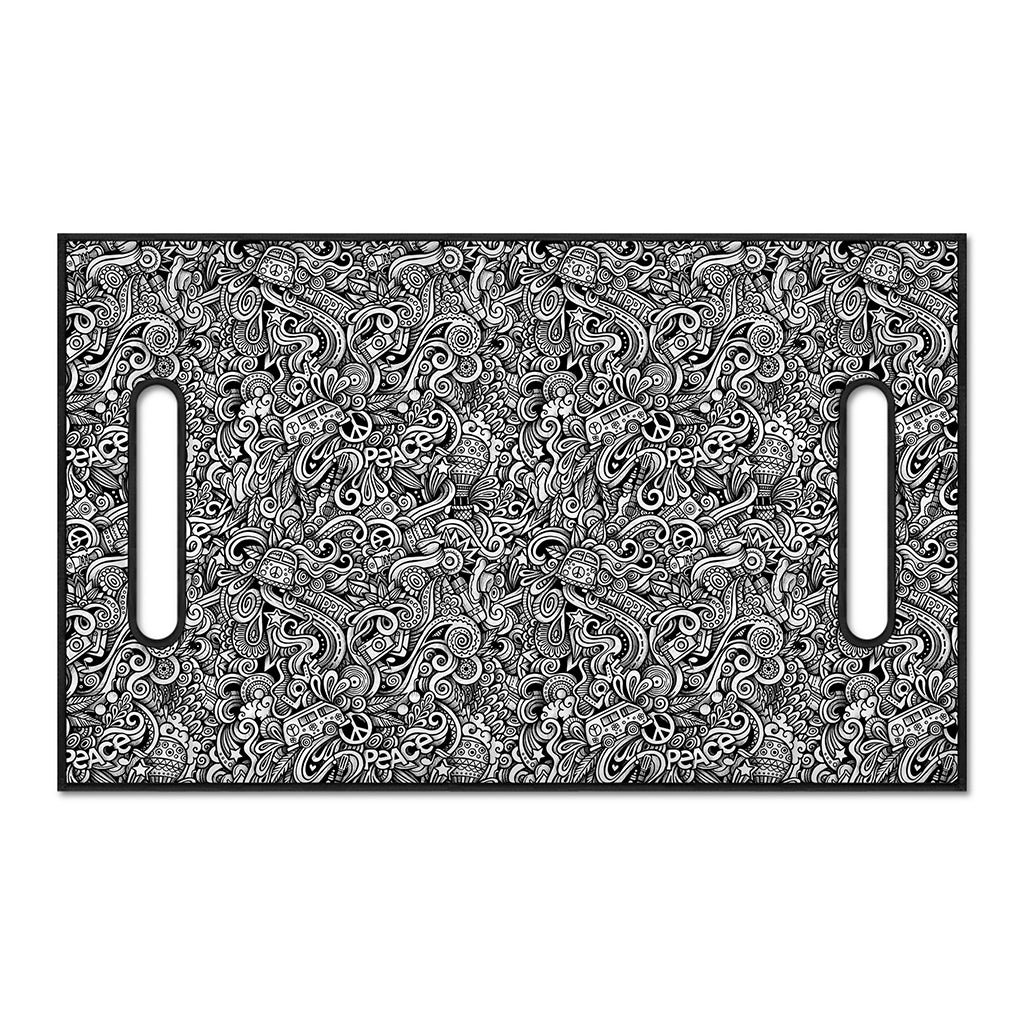 Monochrome Graffiti Hippie Pattern Print Golf Cart Seat Cover
