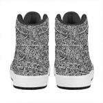 Monochrome Graffiti Hippie Pattern Print High Top Leather Sneakers