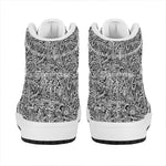 Monochrome Graffiti Hippie Pattern Print High Top Leather Sneakers