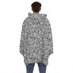 Monochrome Graffiti Hippie Pattern Print Hoodie Blanket