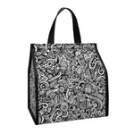 Monochrome Graffiti Hippie Pattern Print Insulated Lunch Tote