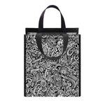 Monochrome Graffiti Hippie Pattern Print Insulated Lunch Tote