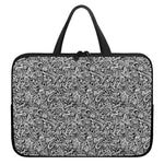 Monochrome Graffiti Hippie Pattern Print Laptop Sleeve With Handle