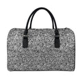 Monochrome Graffiti Hippie Pattern Print Leather Duffel Bag