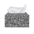 Monochrome Graffiti Hippie Pattern Print Leather Tissue Box Cover