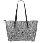 Monochrome Graffiti Hippie Pattern Print Leather Tote Bag