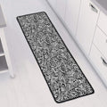 Monochrome Graffiti Hippie Pattern Print Long Kitchen Mat