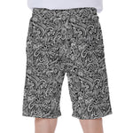 Monochrome Graffiti Hippie Pattern Print Men's Beach Shorts