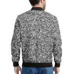 Monochrome Graffiti Hippie Pattern Print Men's Bomber Jacket