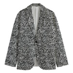 Monochrome Graffiti Hippie Pattern Print Men's Cotton Blazer