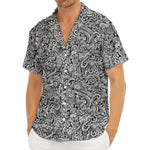 Monochrome Graffiti Hippie Pattern Print Men's Deep V-Neck Shirt