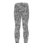 Monochrome Graffiti Hippie Pattern Print Men's leggings