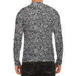 Monochrome Graffiti Hippie Pattern Print Men's Long Sleeve Rash Guard