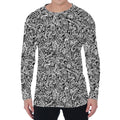 Monochrome Graffiti Hippie Pattern Print Men's Long Sleeve T-Shirt
