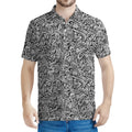 Monochrome Graffiti Hippie Pattern Print Men's Polo Shirt