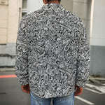 Monochrome Graffiti Hippie Pattern Print Men's Shirt Jacket