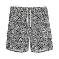 Monochrome Graffiti Hippie Pattern Print Men's Athletic Shorts