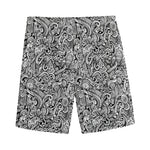 Monochrome Graffiti Hippie Pattern Print Men's Sports Shorts