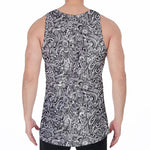 Monochrome Graffiti Hippie Pattern Print Men's Velvet Tank Top