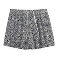Monochrome Graffiti Hippie Pattern Print Mesh Shorts