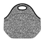 Monochrome Graffiti Hippie Pattern Print Neoprene Lunch Bag