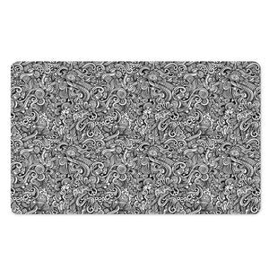 Monochrome Graffiti Hippie Pattern Print Polyester Doormat