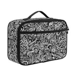 Monochrome Graffiti Hippie Pattern Print Portable Lunch Bag