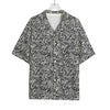 Monochrome Graffiti Hippie Pattern Print Rayon Hawaiian Shirt