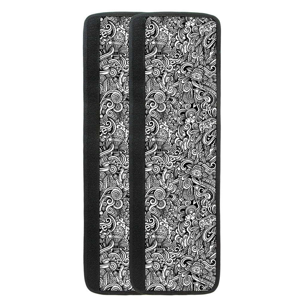 Monochrome Graffiti Hippie Pattern Print Refrigerator Handle Covers
