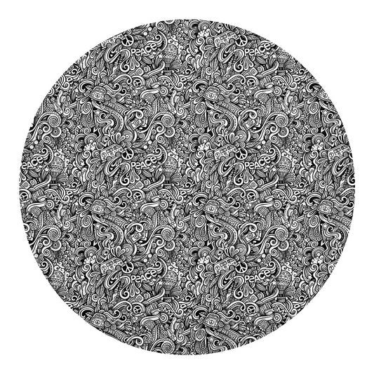 Monochrome Graffiti Hippie Pattern Print Round Blanket