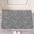 Monochrome Graffiti Hippie Pattern Print Rubber Doormat