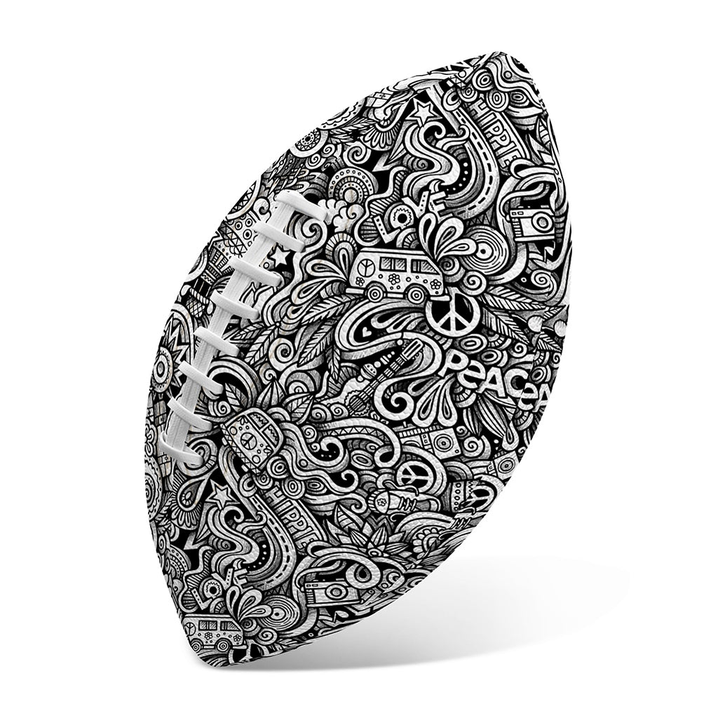Monochrome Graffiti Hippie Pattern Print Rugby Ball