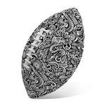 Monochrome Graffiti Hippie Pattern Print Rugby Ball