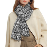 Monochrome Graffiti Hippie Pattern Print Scarf