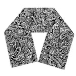 Monochrome Graffiti Hippie Pattern Print Scarf