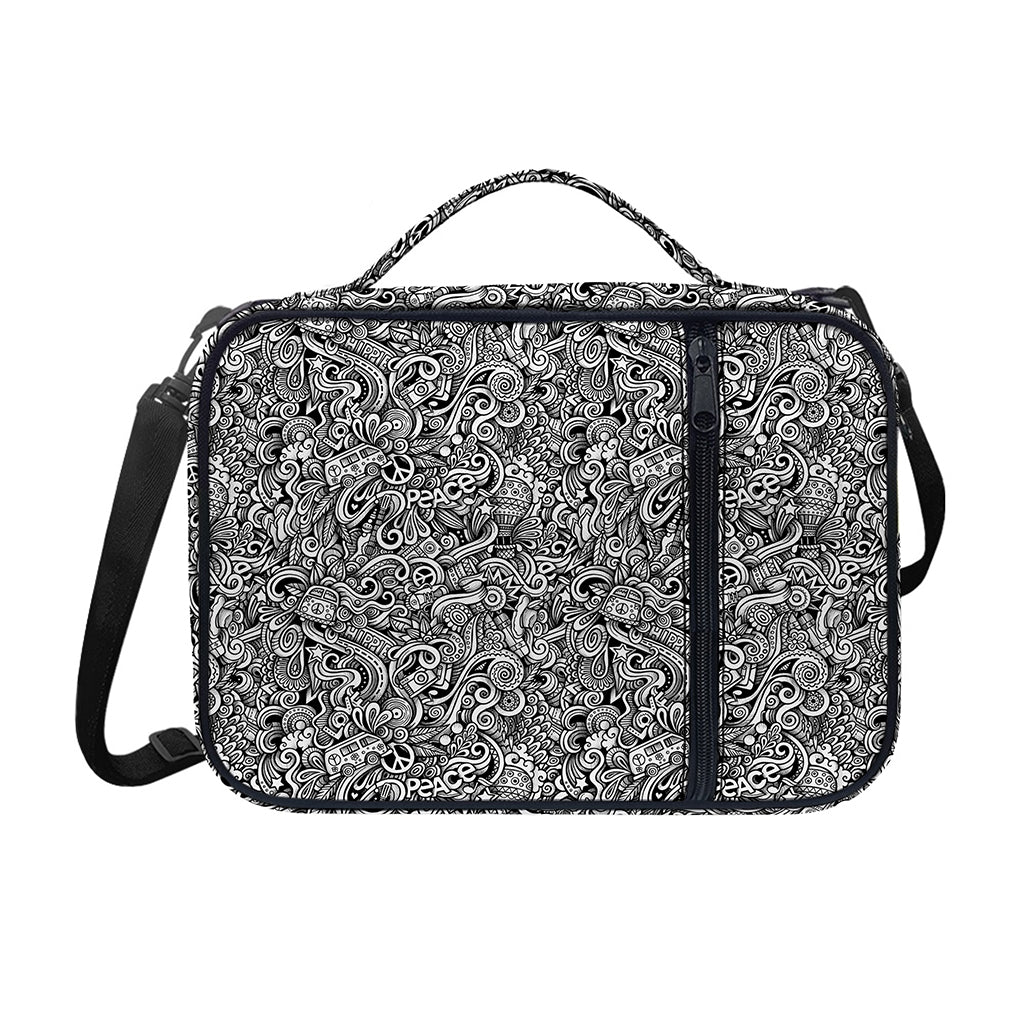 Monochrome Graffiti Hippie Pattern Print Shoulder Strap Bible Bag