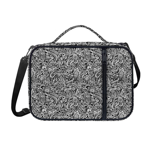 Monochrome Graffiti Hippie Pattern Print Shoulder Strap Bible Bag