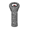 Monochrome Graffiti Hippie Pattern Print Single Neoprene Wine Tote