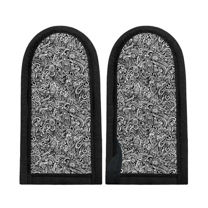 Monochrome Graffiti Hippie Pattern Print Skillet Handle Cover