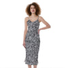 Monochrome Graffiti Hippie Pattern Print Slim Fit Midi Cami Dress