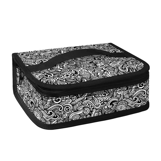 Monochrome Graffiti Hippie Pattern Print Small Lunch Bag