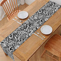 Monochrome Graffiti Hippie Pattern Print Table Runner