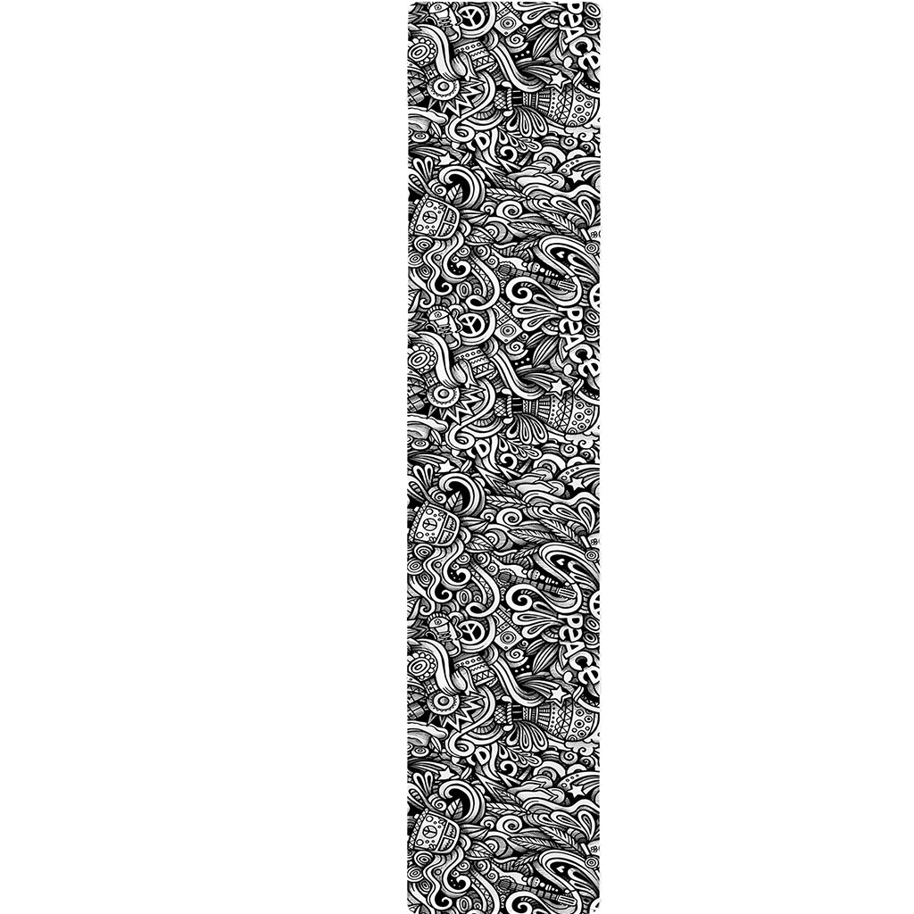 Monochrome Graffiti Hippie Pattern Print Table Runner