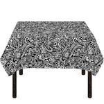 Monochrome Graffiti Hippie Pattern Print Tablecloth