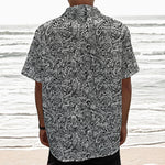 Monochrome Graffiti Hippie Pattern Print Textured Short Sleeve Shirt