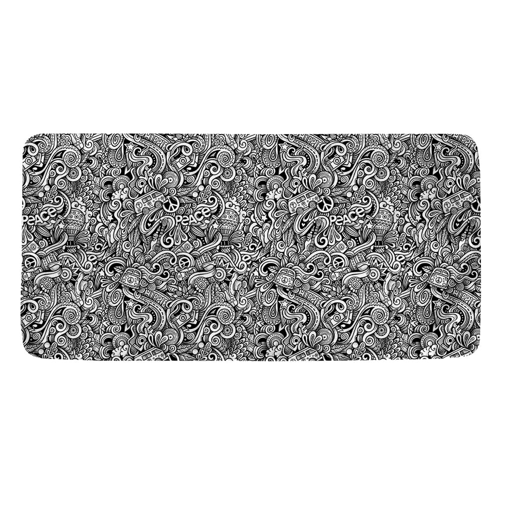 Monochrome Graffiti Hippie Pattern Print Towel