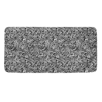 Monochrome Graffiti Hippie Pattern Print Towel
