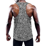 Monochrome Graffiti Hippie Pattern Print Training Tank Top