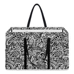Monochrome Graffiti Hippie Pattern Print Utility Tote Bag