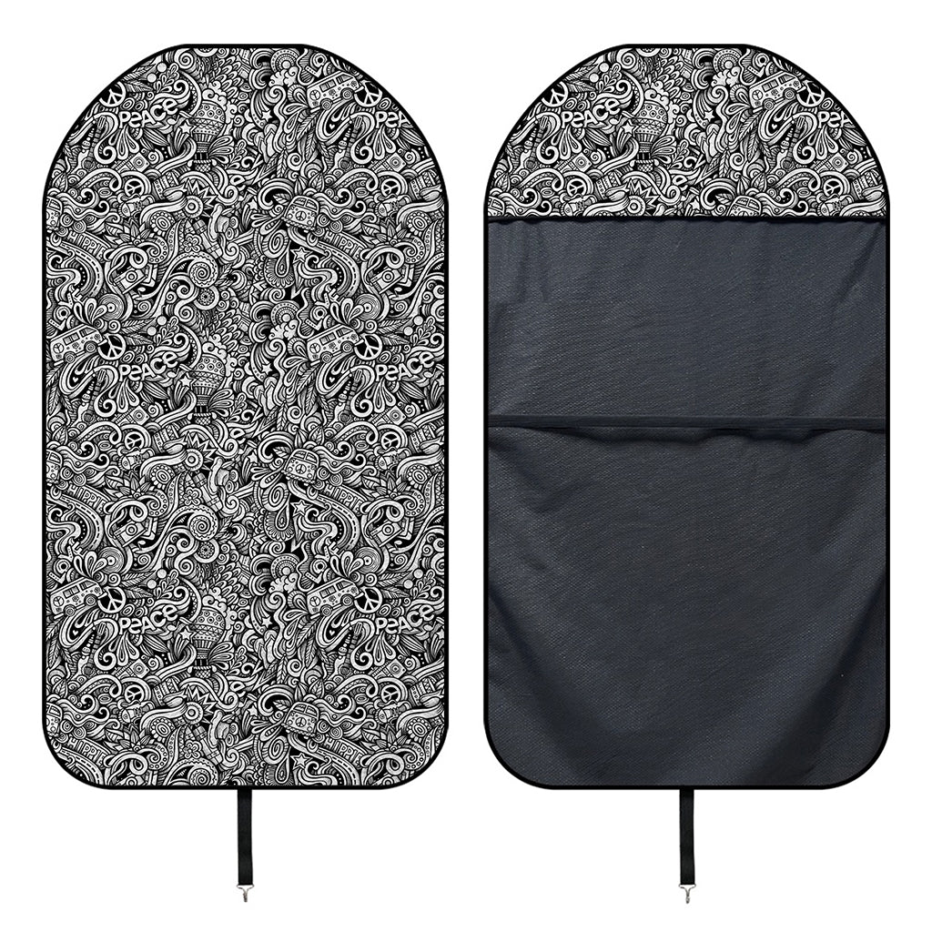 Monochrome Graffiti Hippie Pattern Print Waterproof Car Seat Cover